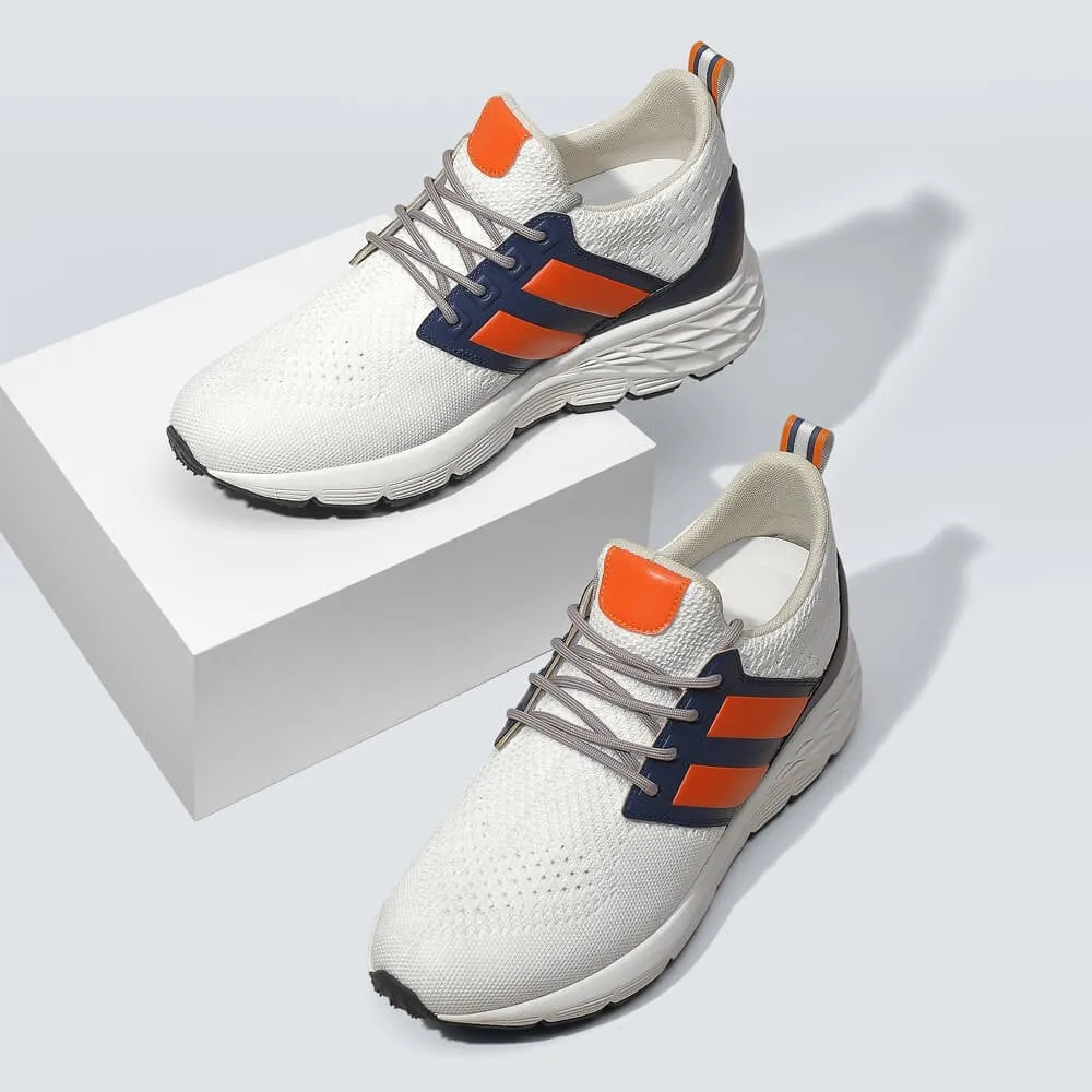 8 CM/3.15 Inches CMR CHAMARIPA Men's Height Increasing Sneakers -White Breathable Knit