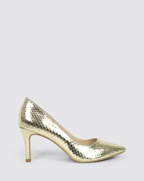 BARRIOS HEELS PALE GOLD MIRROR LEATHER