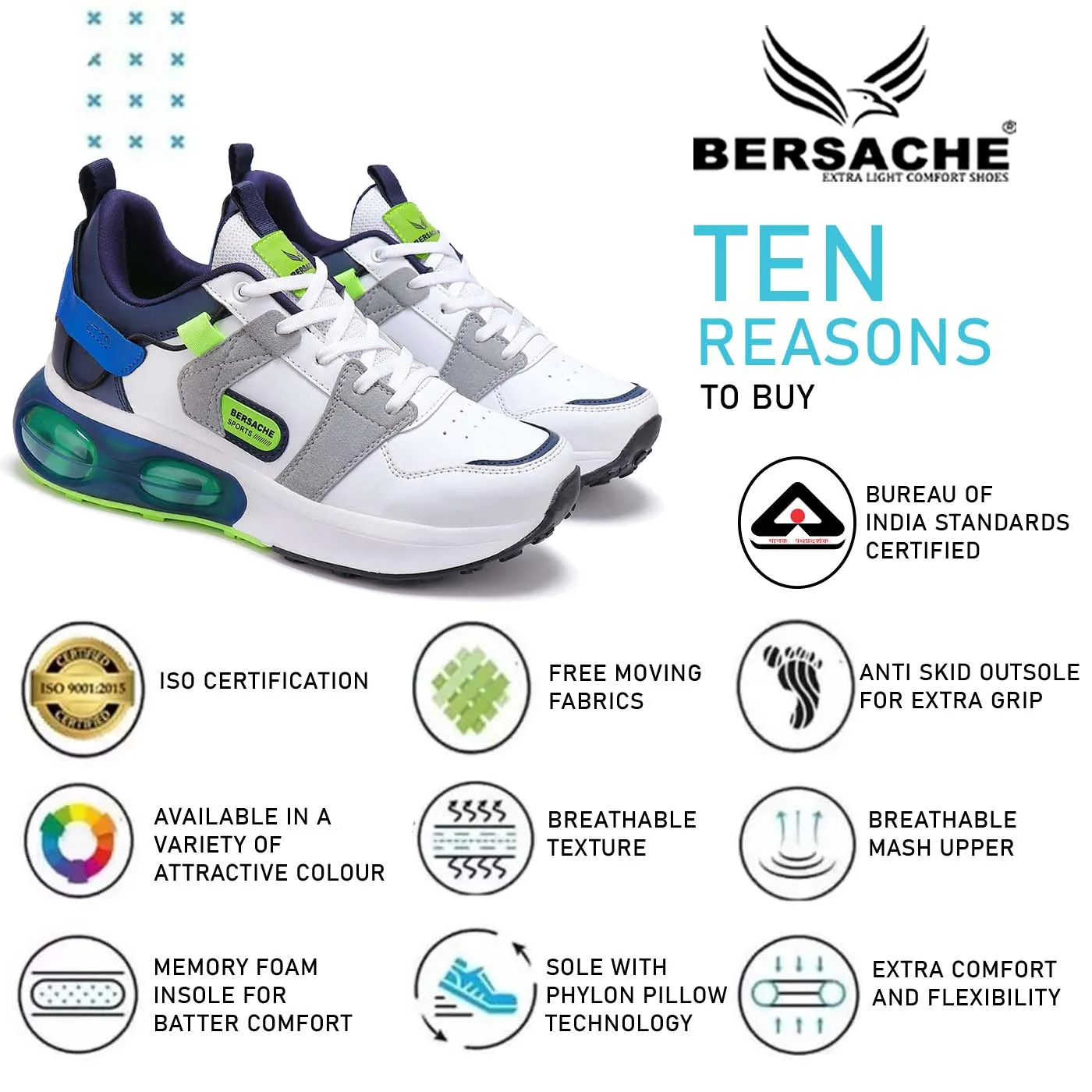 Bersache Lightweight Sports Running Shoes For Men Navy Blue-9044