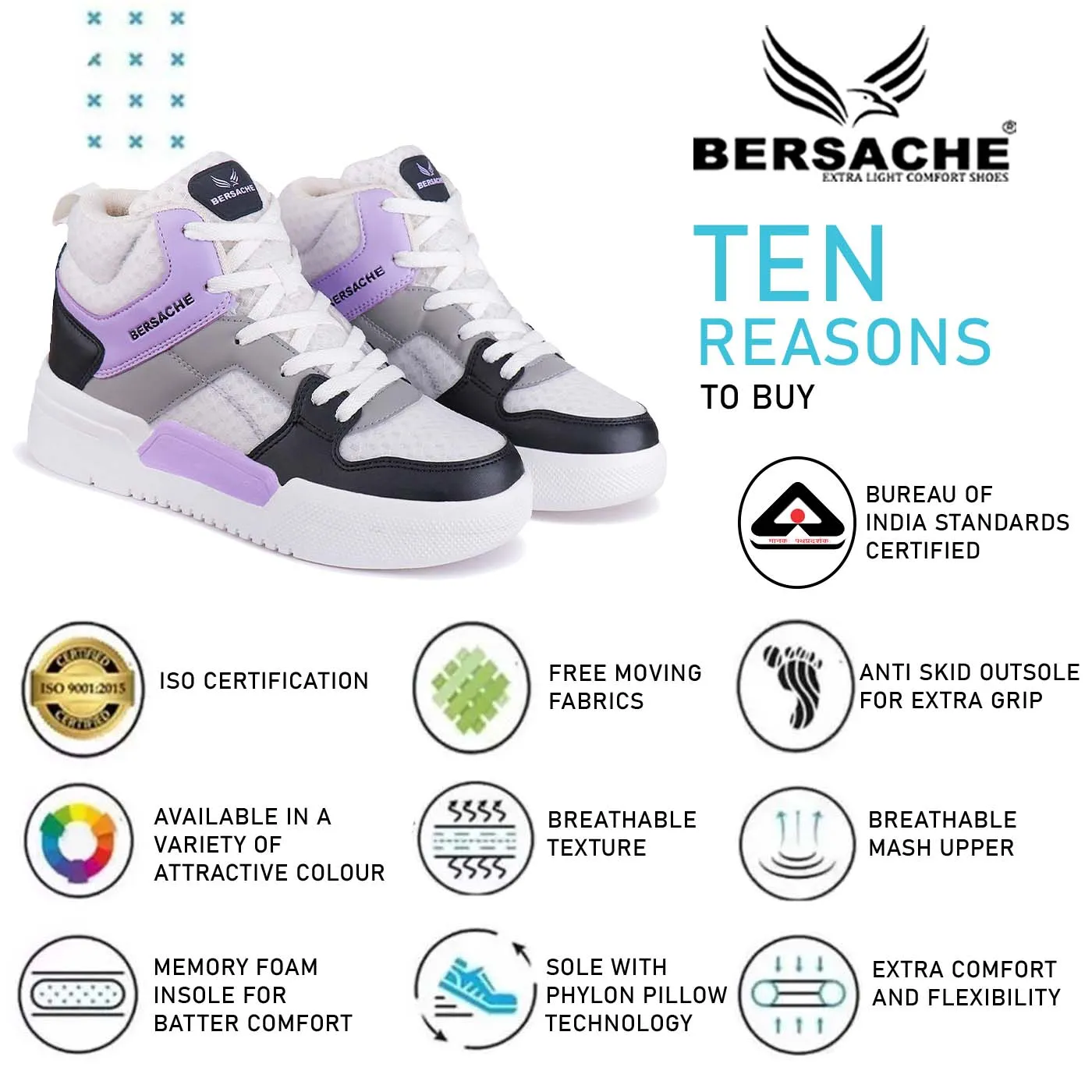 Bersache Premium Sports ,Gym, Trending Stylish Running shoes for Women's/GIRL's (9156-PURPLE)