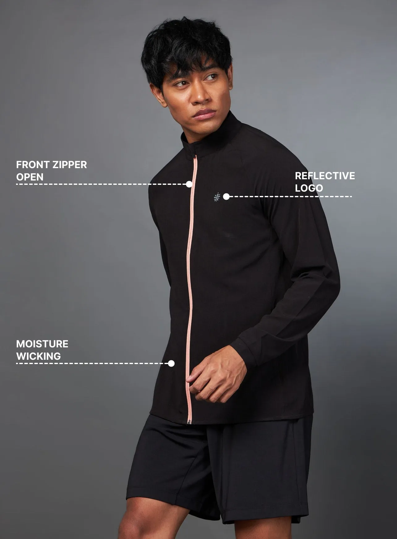 Black Long distance Running Jacket