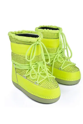 Cape Robbin Freeze Warm Winter Snow Lace Up Iridescent Stones Neon Boots yellow