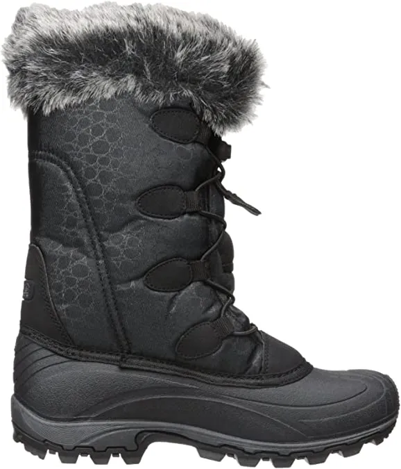 Kamik Momentum Teal Blue Pull On Rounded Toe Waterproof Fur Trim Ankle Snow Boot