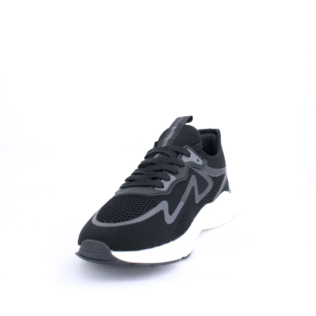 LECLERC MENS LACEUP TRAINERS-BLACK