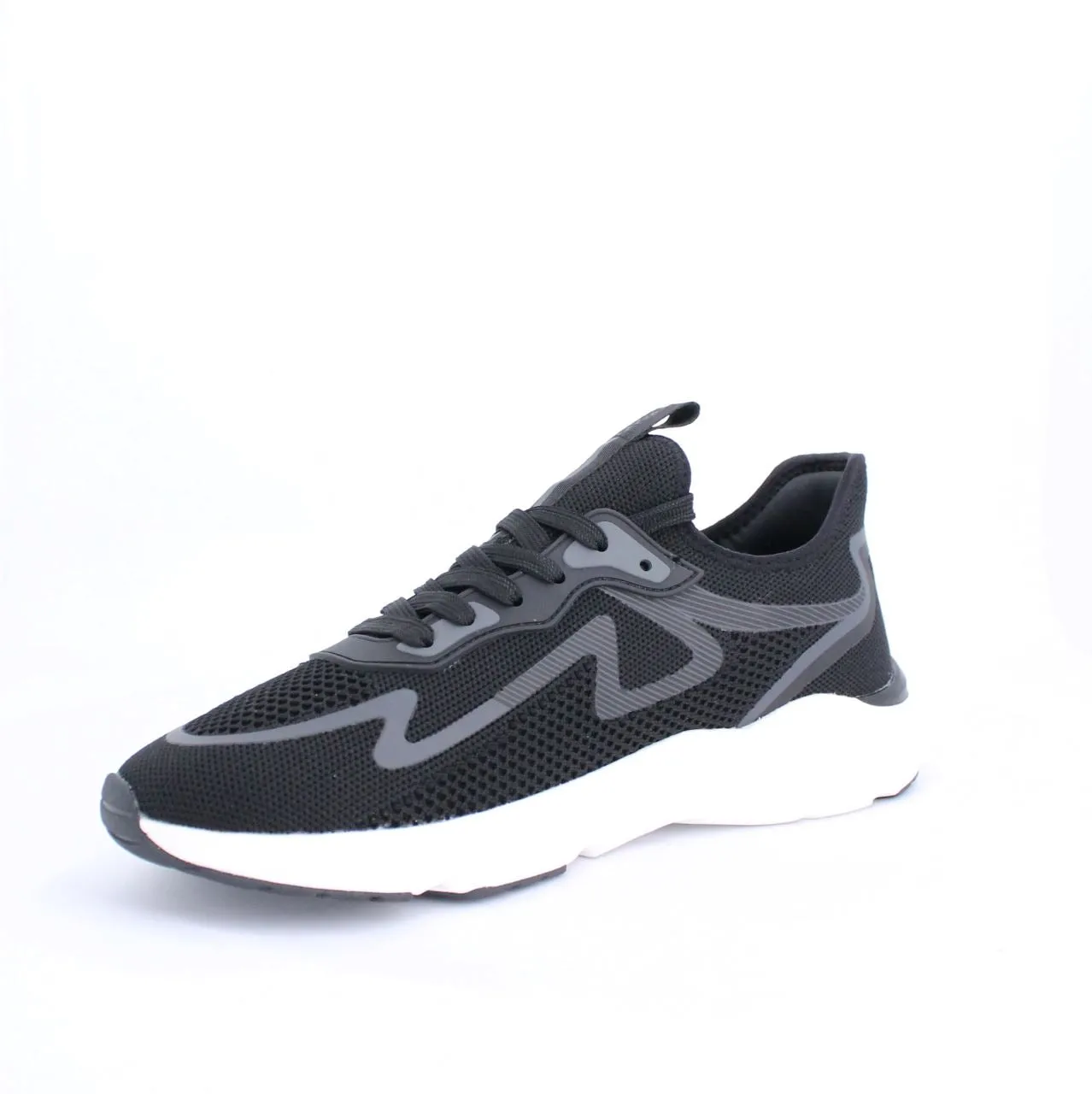 LECLERC MENS LACEUP TRAINERS-BLACK
