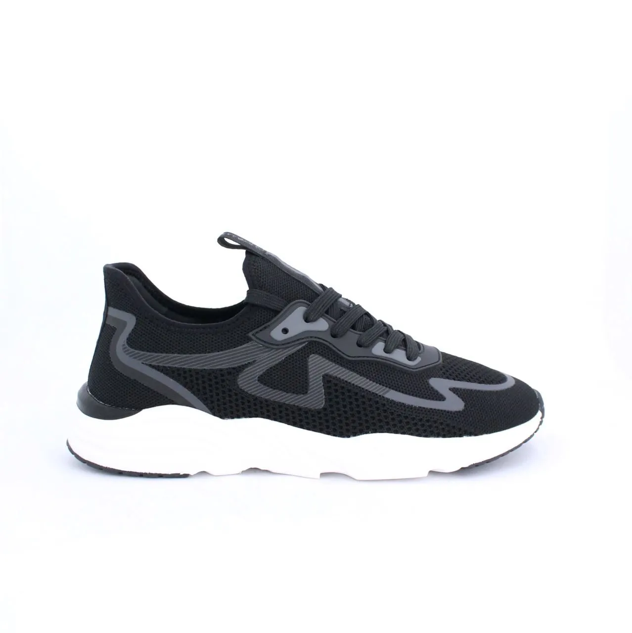 LECLERC MENS LACEUP TRAINERS-BLACK