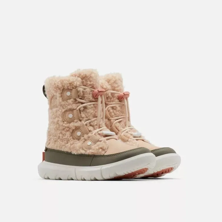 Sorel Youth Explorer Cozy Winter Boots Nova Sand/Stone Green