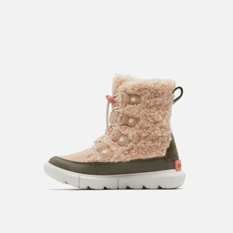 Sorel Youth Explorer Cozy Winter Boots Nova Sand/Stone Green