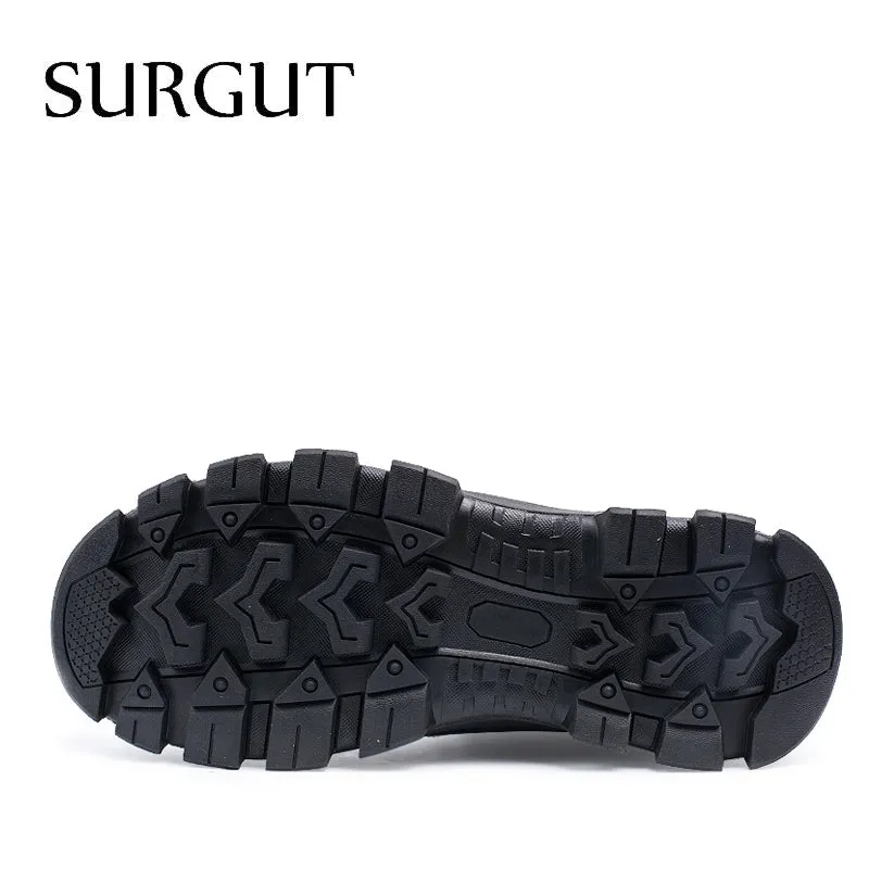 SURGUT High Quality Men Snow Boots Waterproof Men Footwear Autumn Ankle Boots Breathable Supper Warm Fur Winter Men Boots