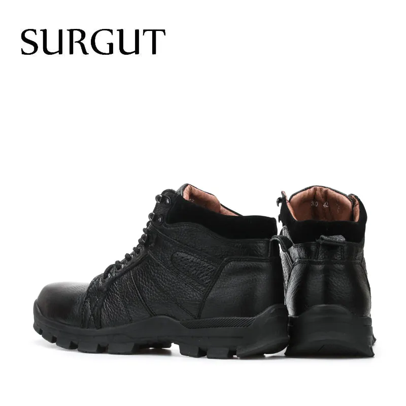 SURGUT High Quality Men Snow Boots Waterproof Men Footwear Autumn Ankle Boots Breathable Supper Warm Fur Winter Men Boots