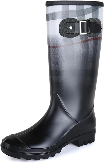 Water Resistant Black Leopard Stylish Rain Boots Water Shoes
