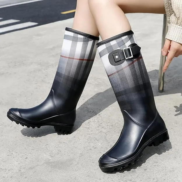 Water Resistant Black Leopard Stylish Rain Boots Water Shoes