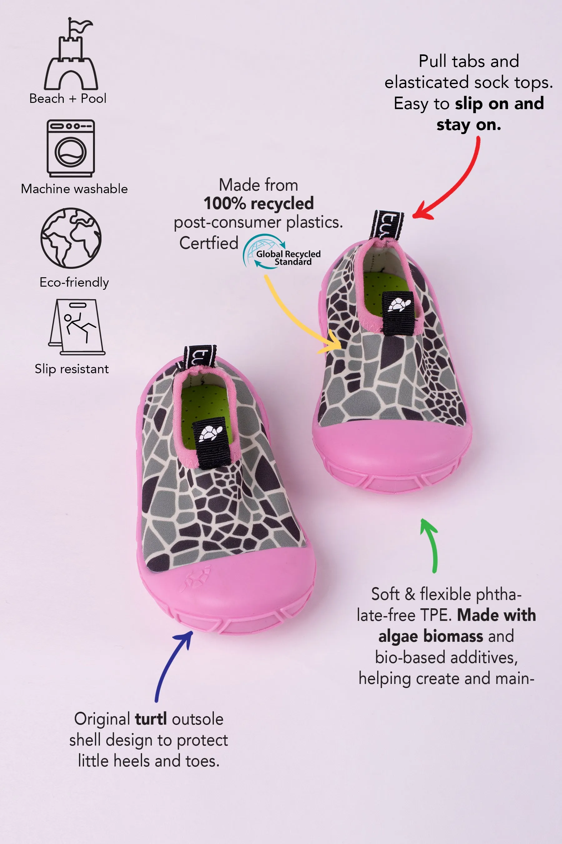 Water Shoes in Pink & Shell Print