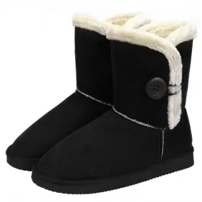 Women Winter Faux Fur Suede EVA Button Closure Warm Short Snow Boots